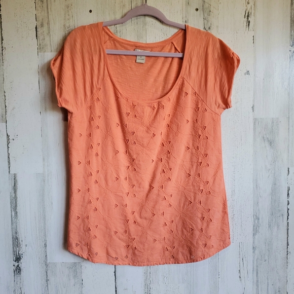 Lucky Brand Floral Eyelet Over Mesh Tee Shirt 0010 - Picture 6 of 6